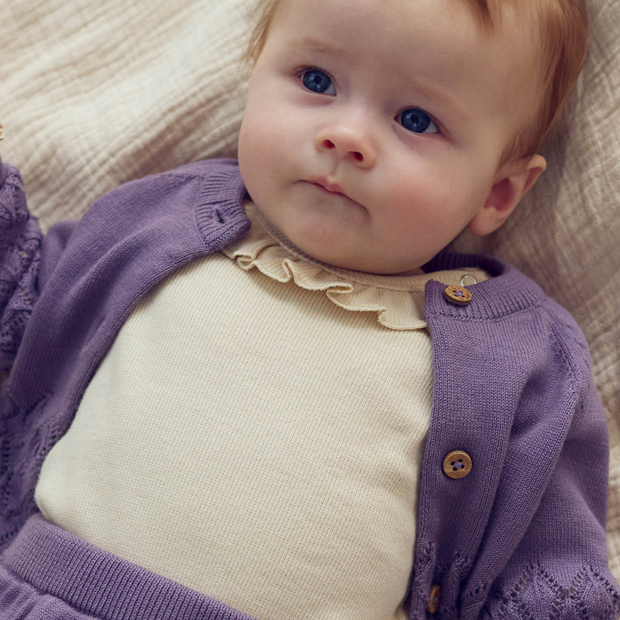 Cozy Me Rib Frill Collar Long Sleeve Bodysuit - Oak