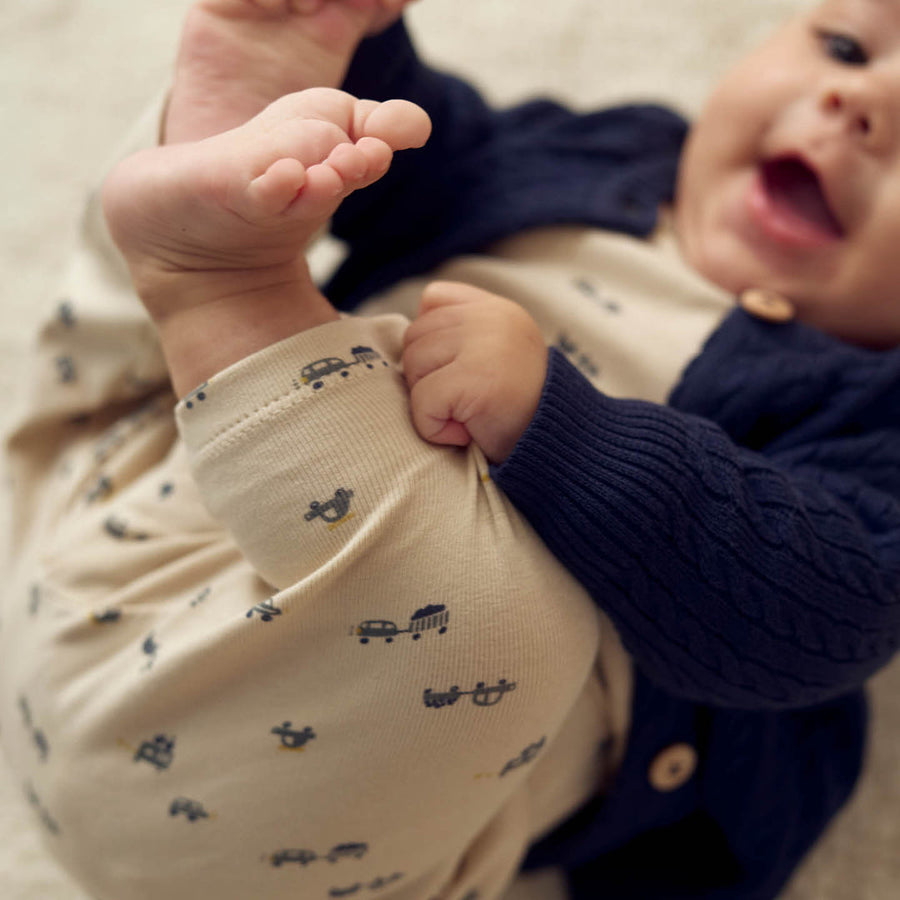Rib Printed Pants with Strings - Auto