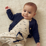 Rib Printed Pants with Strings - Auto