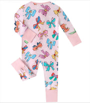 PoshTOT Bow Bamboo Baby Convertible Zippy Romper