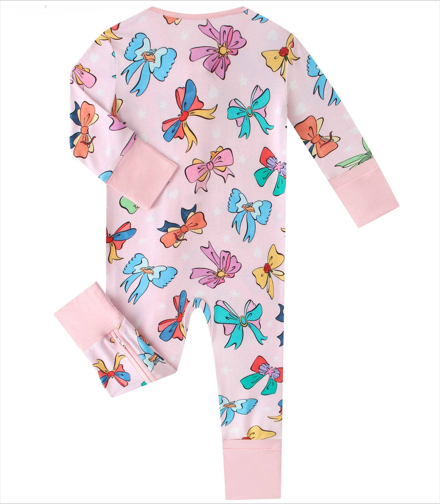 PoshTOT Bow Bamboo Baby Convertible Zippy Romper