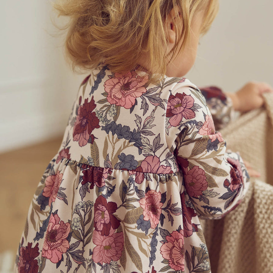 Bliss Floral Print Long Sleeve Bodysuit Dress