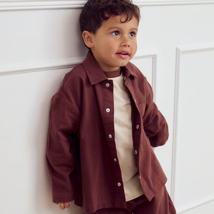 Twill Long Sleeve Button Up Shirt - Root