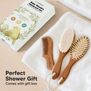 Baby Hair Brush and Comb Set - Dark Walnut