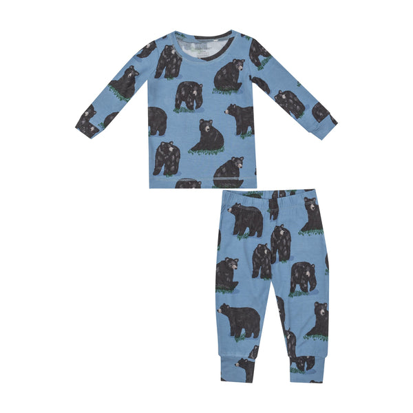 Long Sleeve Bamboo Loungewear Set - Black Bears