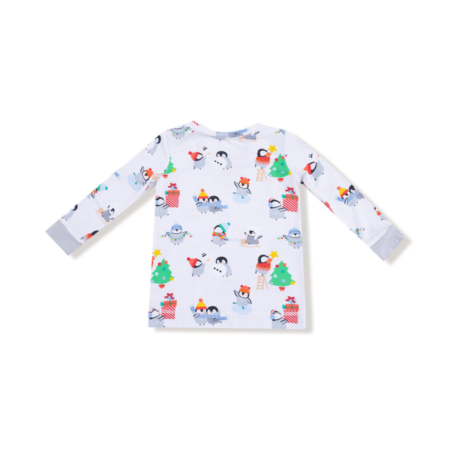 Long Sleeve Bamboo Loungewear Set - Holiday Penguins