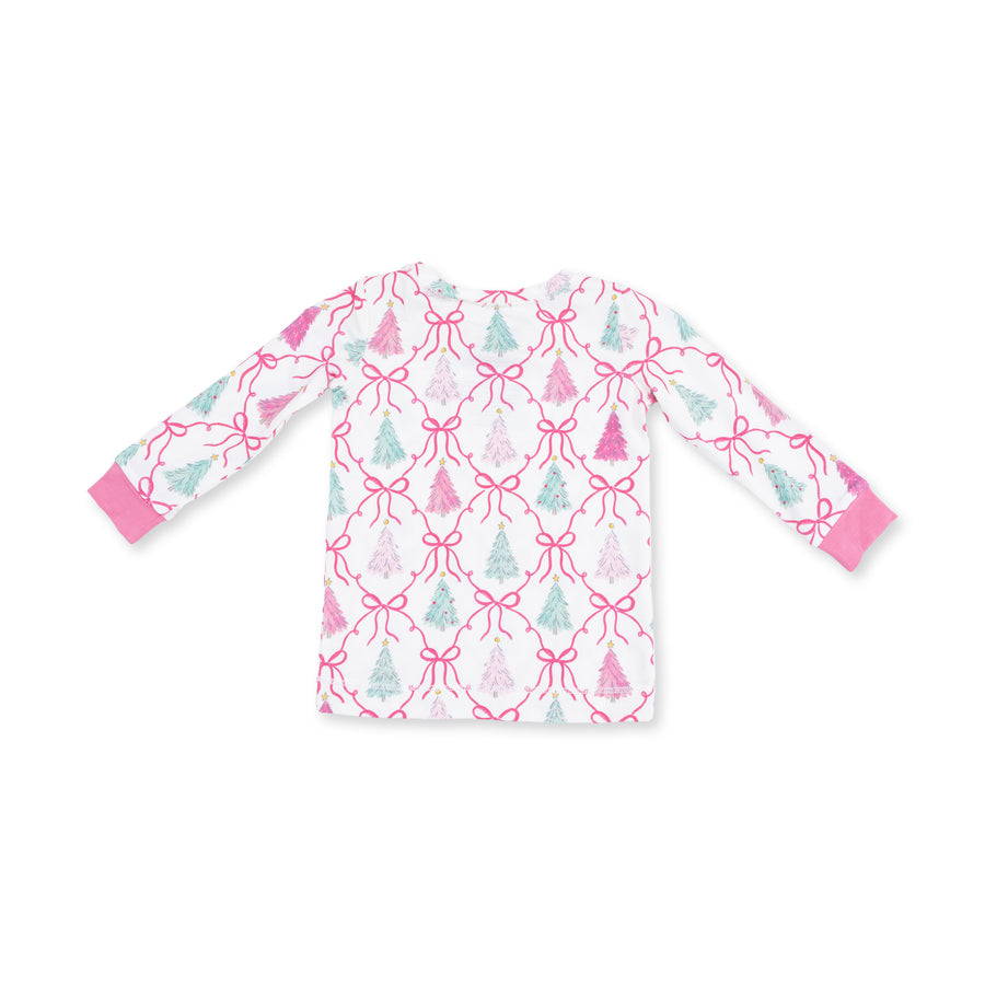 Long Sleeve Bamboo Loungewear Set - Bow Trellis Tree