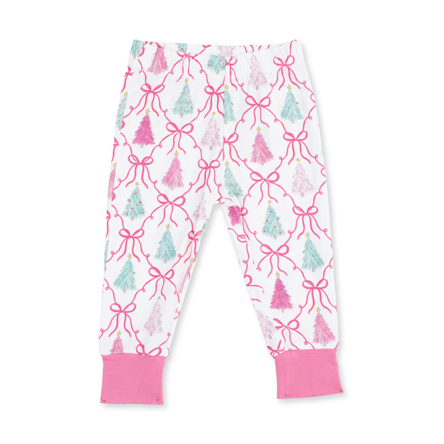 Long Sleeve Bamboo Loungewear Set - Bow Trellis Tree
