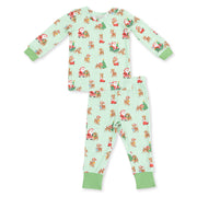 Long Sleeve Bamboo Loungewear Set - Vintage Reindeer and Santa - Uni