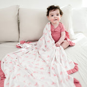 Printed Bamboo Toddler Blanket - Ruffle Bow