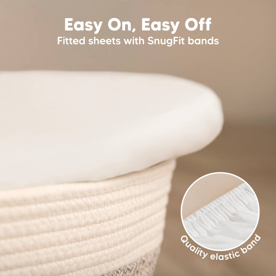 Isla Bassinet Mattress Sheets - Soft White