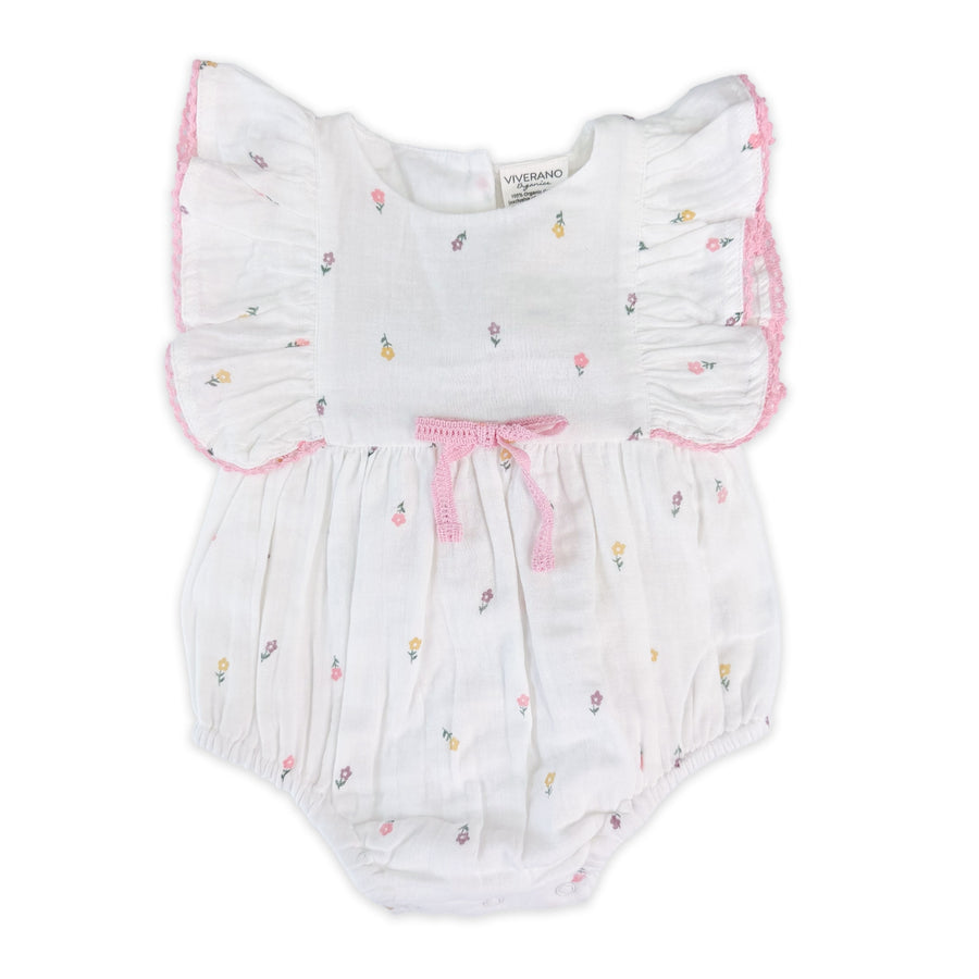Margot Organic Muslin Baby Bubble Romper + Headband