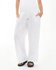 Indi Wide Leg Lenin Pant - White