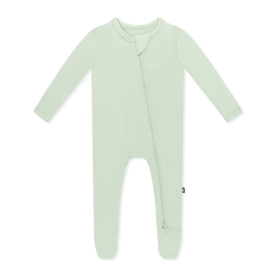 Bamboo Zippered Footie - Basil