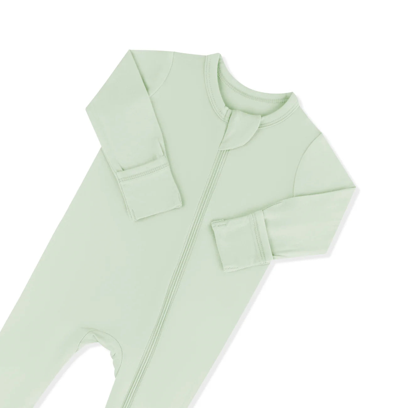 Bamboo Zippered Footie - Basil