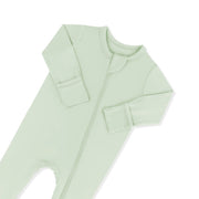 Bamboo Zippered Footie - Basil