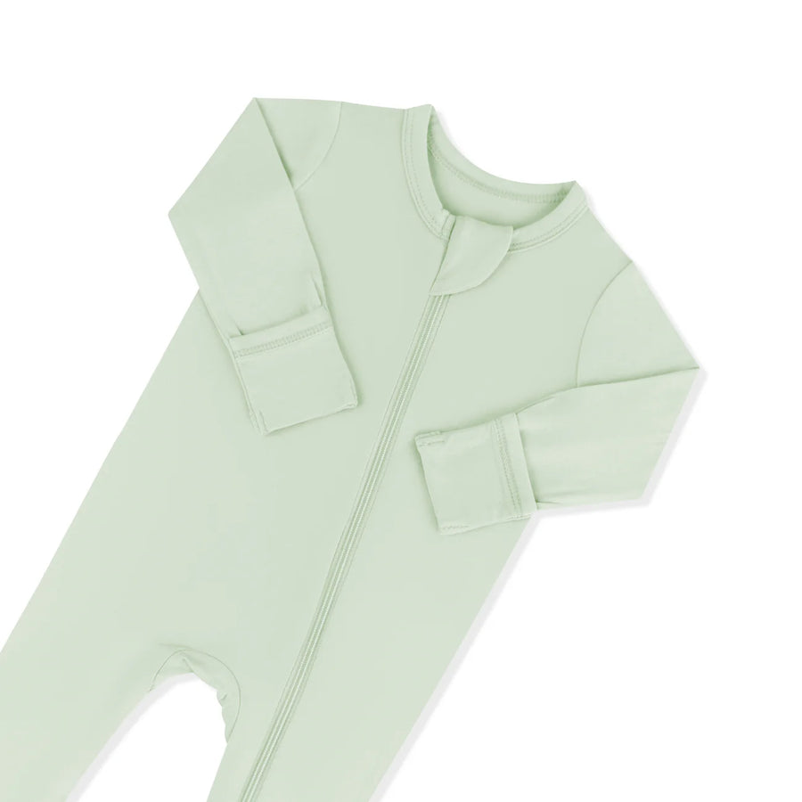 Bamboo Zippered Footie - Basil