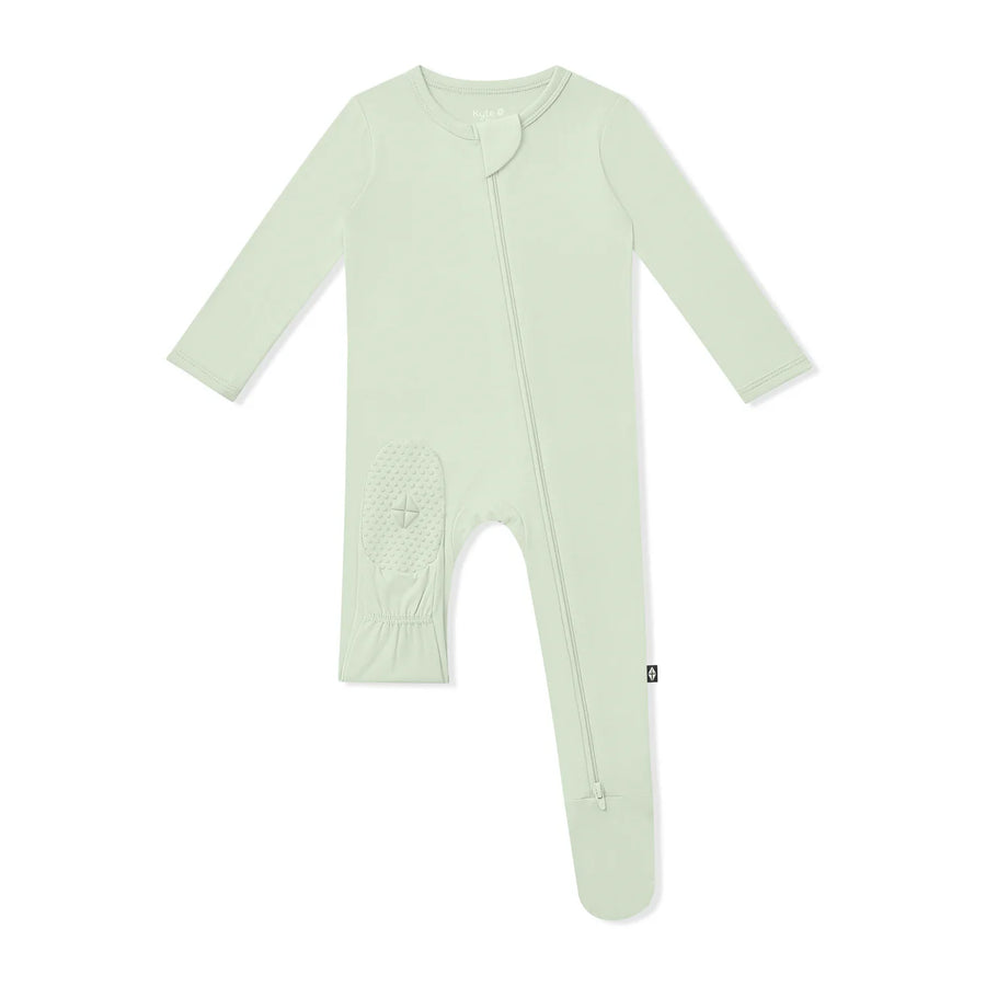 Bamboo Zippered Footie - Basil