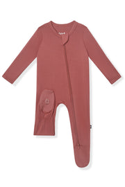 Bamboo Zippered Footie - Ember