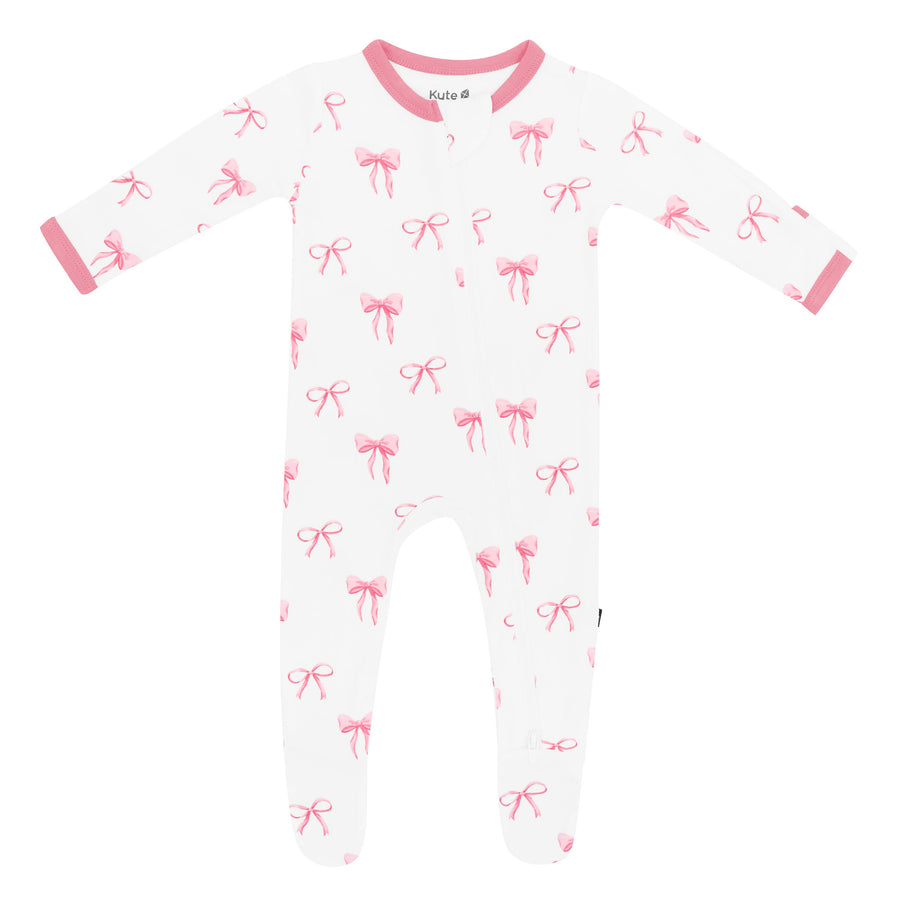 Bamboo Zippered Footie - Bow