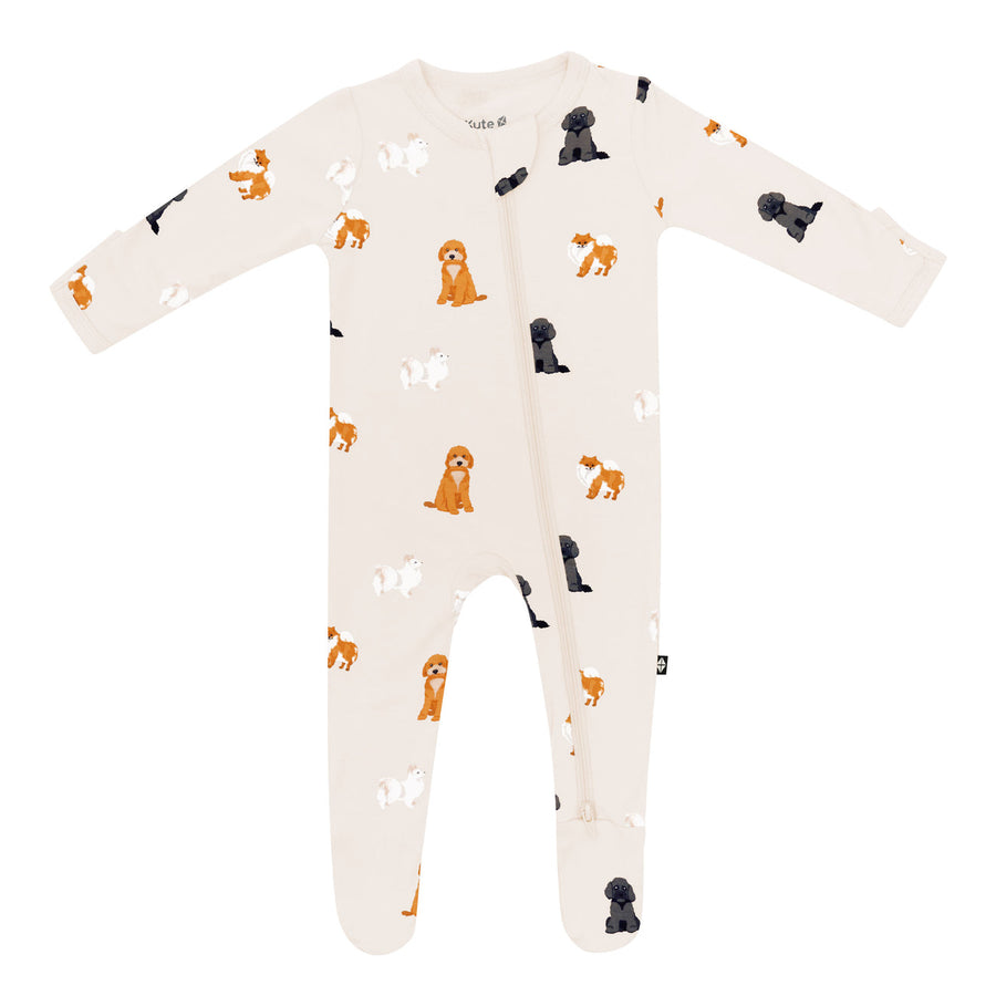 Bamboo Zippered Footie - Fluffy Dog