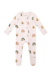 Bamboo Zippered Footie - Retro Rainbow
