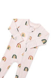 Bamboo Zippered Footie - Retro Rainbow