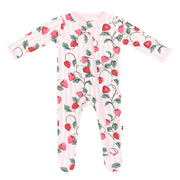 Bamboo Zippered Footie - Strawberry Fields