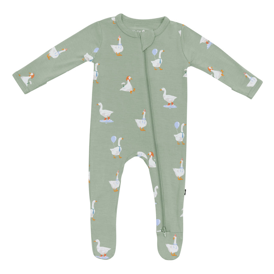 Bamboo Zippered Footie - Silly Goose