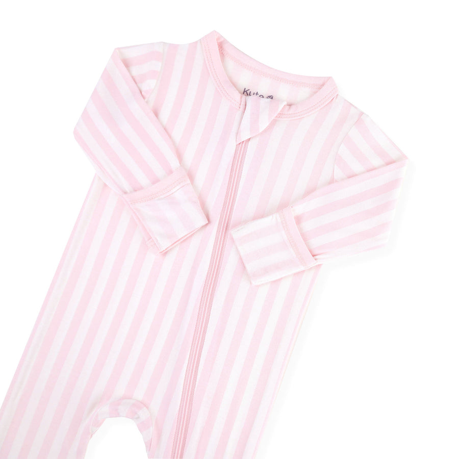 Bamboo Zippered Footie - Sakura Stripe