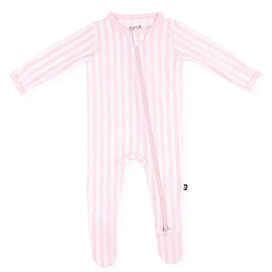Bamboo Zippered Footie - Sakura Stripe