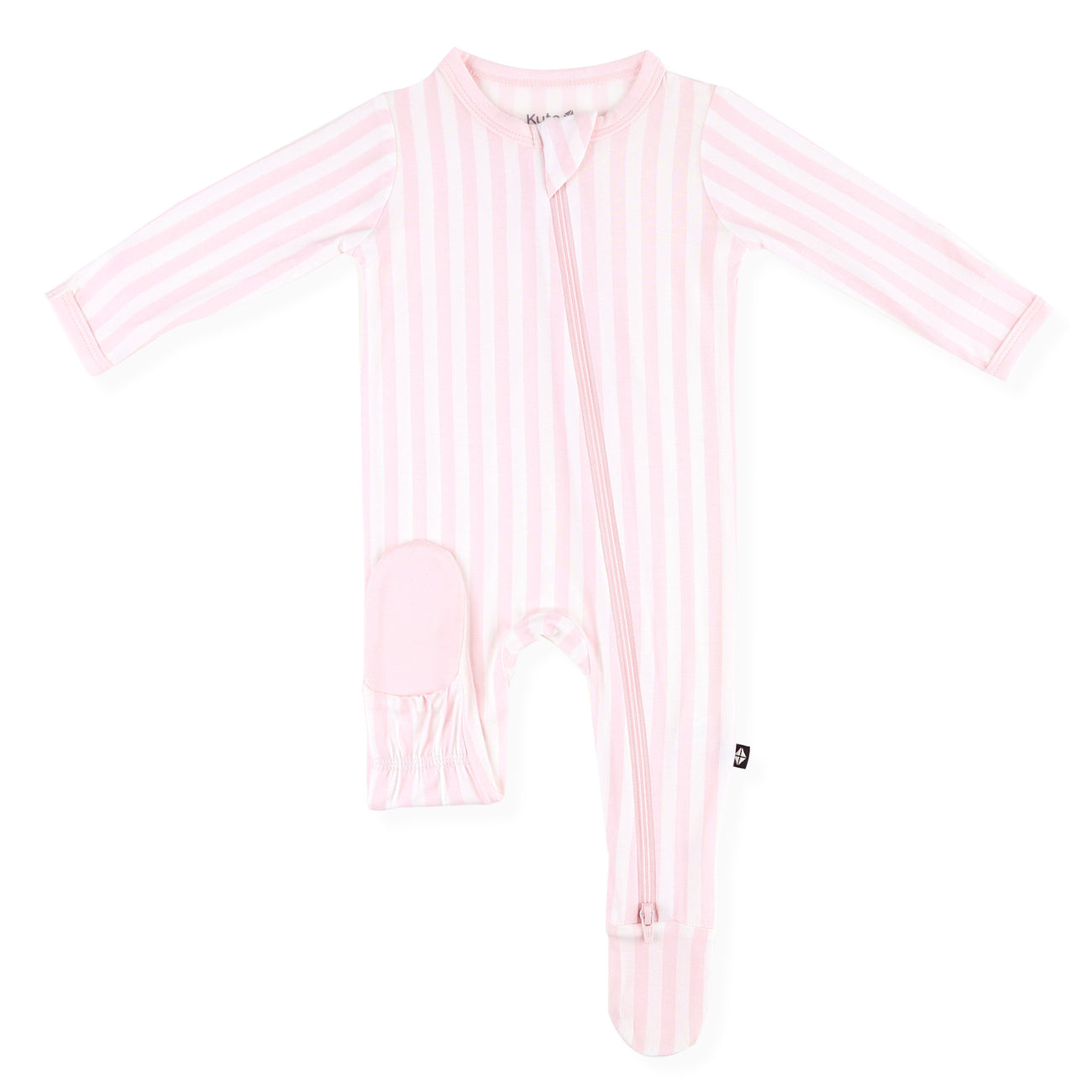 Bamboo Zippered Footie - Sakura Stripe