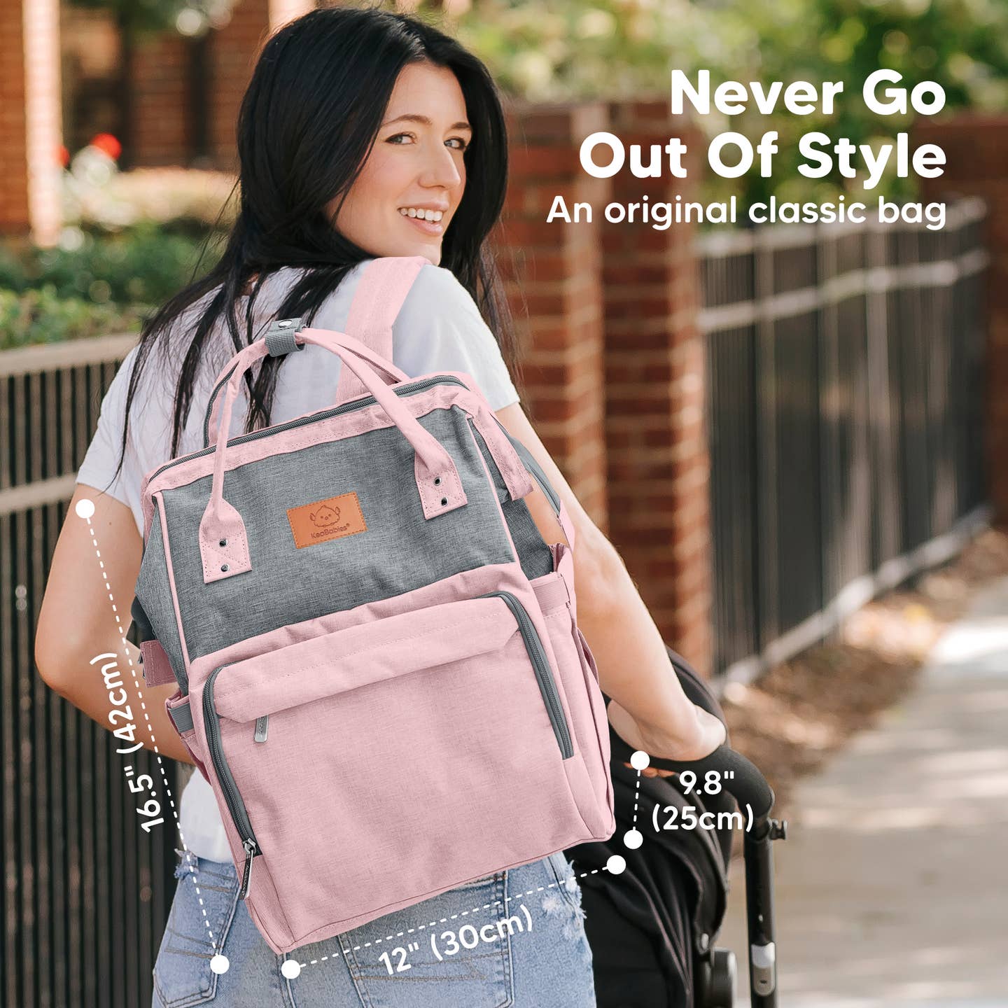 Original Diaper Backpack with Changing Pad - Pink Gray