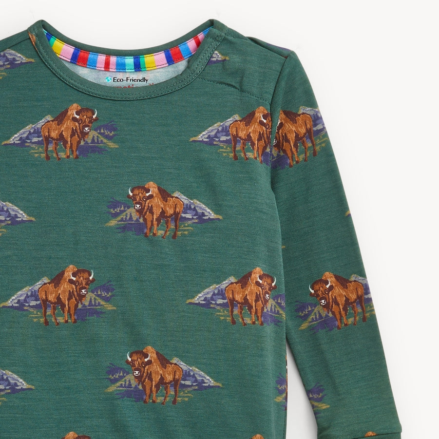 Modal Magnetic Long Sleeve Toddler Pajamas - Bison