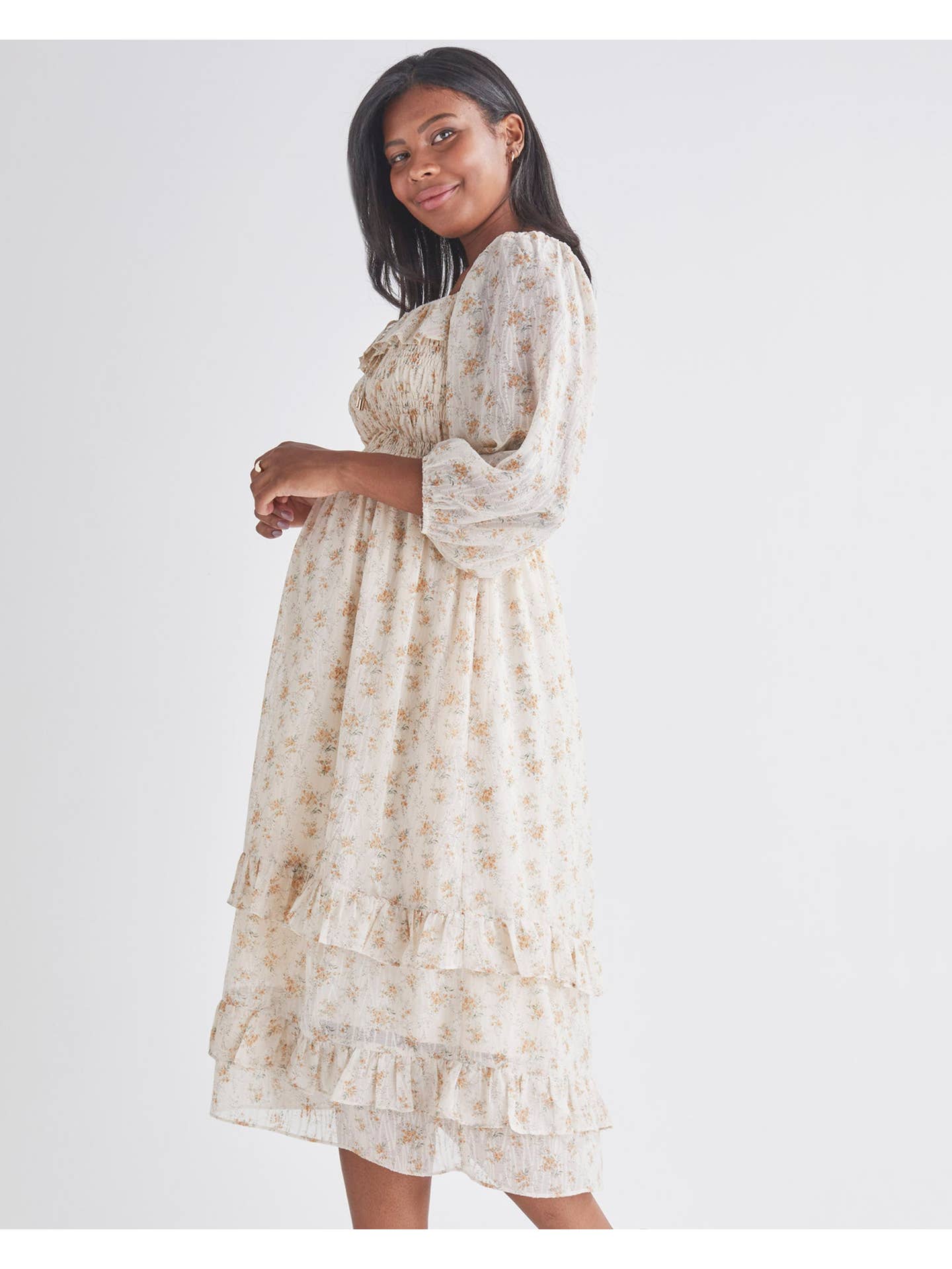 Daisy Romantic Cream Print Maternity Dress