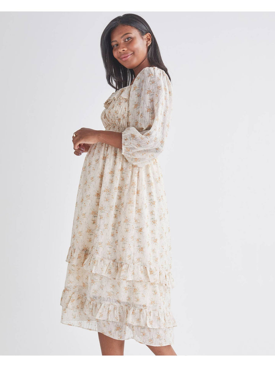 Daisy Romantic Cream Print Maternity Dress