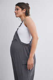 Straight Leg Maternity Adjustable Overalls - Dark Grey