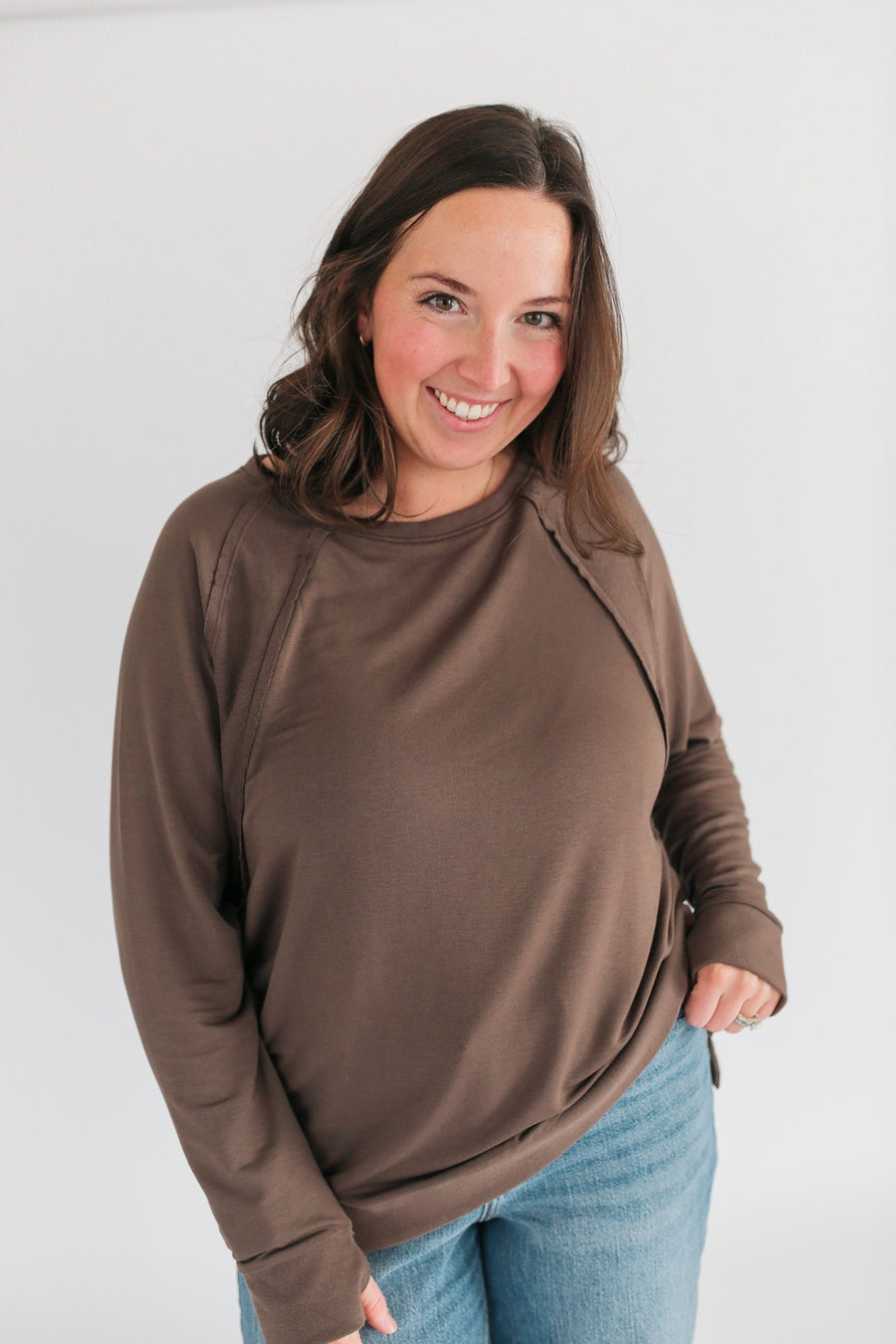 Free Flowing Lightweight Nursing Top - Cocoa