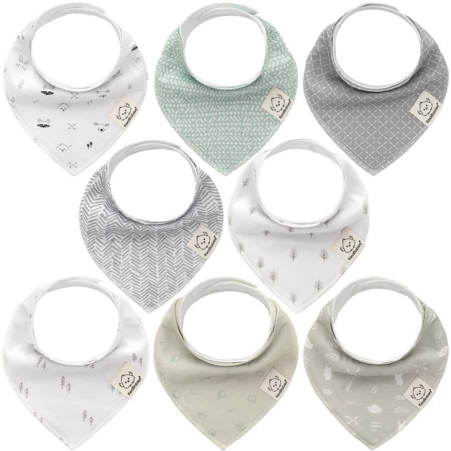 8 Pack Organic Cotton Bandana Bibs - Nordic