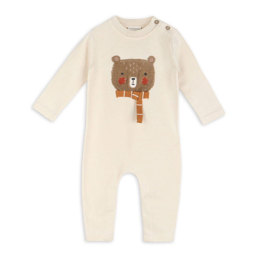 Furry Bear Knit Organic Cotton Jumpsuit