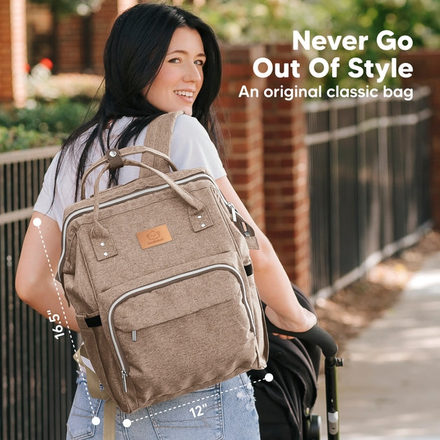 Original Diaper Backpack with Changing Pad - Coffee Brown