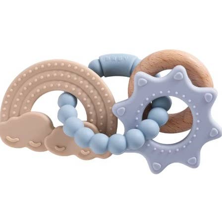 Silicone and Beechwood Catalina Rattle Teether- Various Colors