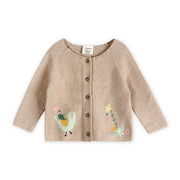 Organic Cotton Embroidered Baby Knit Cardigan - Bird