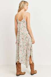 Floral Spaghetti Strap Maternity Midi Slip Dress - Sage