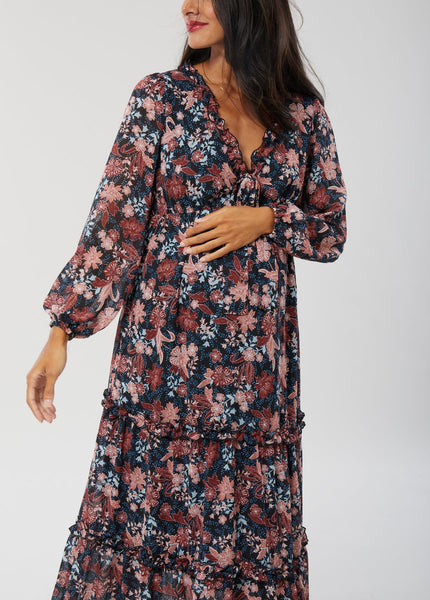 Tie Font Tiered Maxi Dress - Paisley