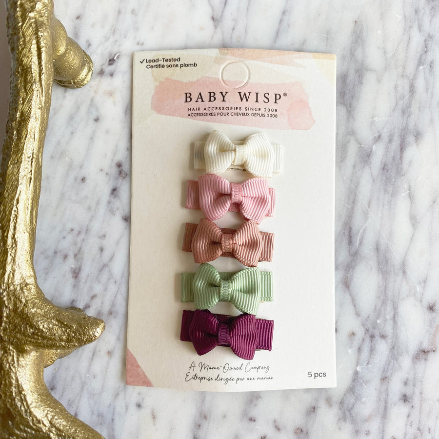 5-Piece Tiny Tuxedo Snap Hair Bows - Various Colors