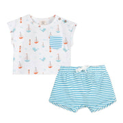 Organic Sailboat Whales Tee & Shorts Set