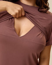 Assymetrical Nursing T-Shirt - Redwood