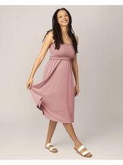 Sienna Smocked Maternity & Nursing Dress - Light Mauve