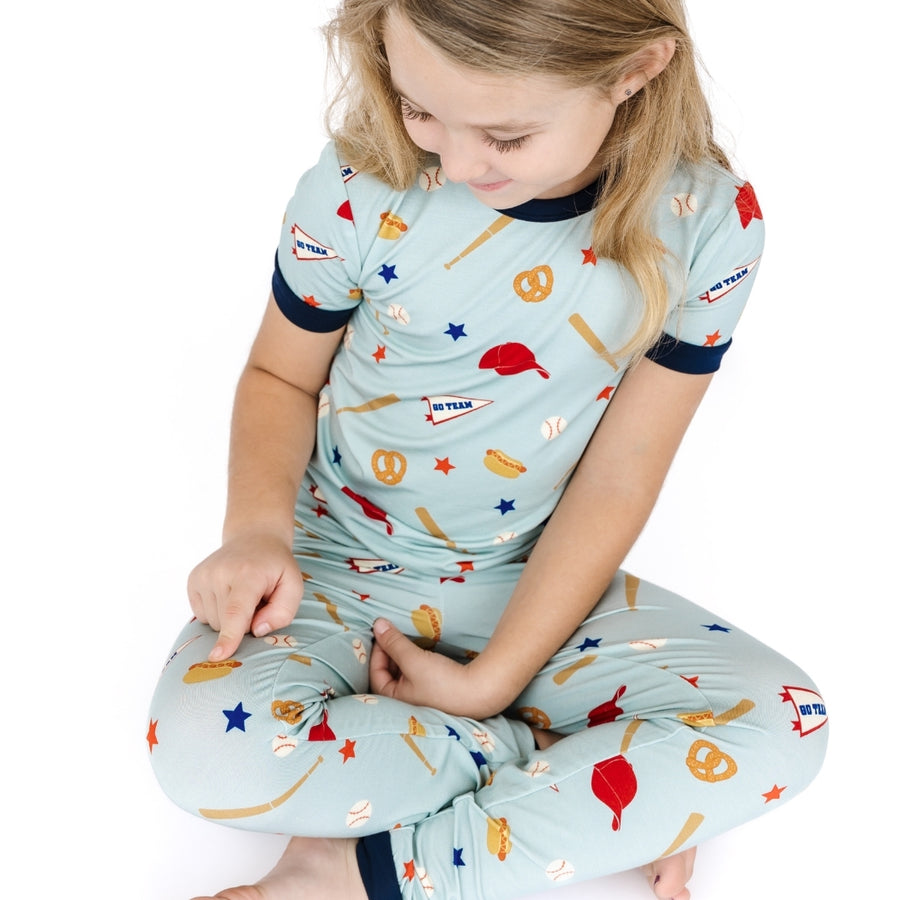 Bamboo Two Piece Long Sleeve Pajamas - Play Ball Baseball